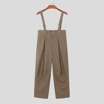LinkMejor Men Solid Color Casual Overalls with Pockets, Loose Fit Workwear Jumpsuit With Adjustable Straps
