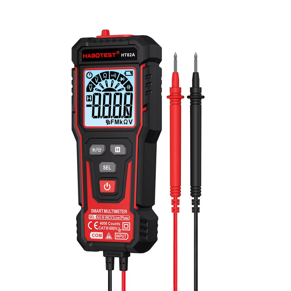 LinkMejor HT82A Smart Digital Multimeter 4000 Counts Auto Ranging True RMS AC DC Voltage Tester LED Backlit Continuity Phase Test Multimeter