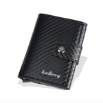 Men's RFID Blocking Trifold Auto Pοp-up Cards Holder Aluminum Box Men Buckle Coin Purse Money Clip