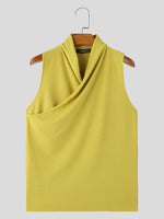 INCERUN Mens Solid Color Design Crossover V-neck Soft Tanks