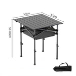 Xmund Folding Camping Table with Net Pockets, Outdoor Portable Egg Roll Table, Lightweight Portable, with Carrying Bag, for Outdoor, Picnic, BBQ, Cooking, Festival, Beach, Home Use