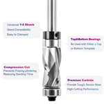 1/4 Inch Shank Carbide Compression Flush Trim Router Bit with Top Bottom Bearing 1/2 Inch Cutting Dia Tungsten Carbide Cutter for Woodworking Trimming Slotting