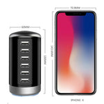 6A 6-Port USB Charger 6USB-A Fast Charging Desktop Veritical Charging Station EU Plug US Plug for iPhone 15/14/13pro Max for Huawei Pura 70 Ultra for Xiaomi Civi4 Pro for Samsung Galaxy S24