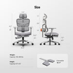 LinkMejor NT002 Ergonomic Office Chair with Footrest High Back Desk Chair with Unique Adjustable Lumbar Support Backrest Seat Depth Adjustment Tilt Function 4D Armrest Recliner Chair for Home Office