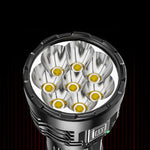 LinkMejor 8*P900+COB Super Bright Type-C Rechargeable ABS Housing Flashlight with 18650 Battery COB Side Light 500m Long Range Powerful LED Torch Camping Lantern