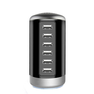 6A 6-Port USB Charger 6USB-A Fast Charging Desktop Veritical Charging Station EU Plug US Plug for iPhone 15/14/13pro Max for Huawei Pura 70 Ultra for Xiaomi Civi4 Pro for Samsung Galaxy S24
