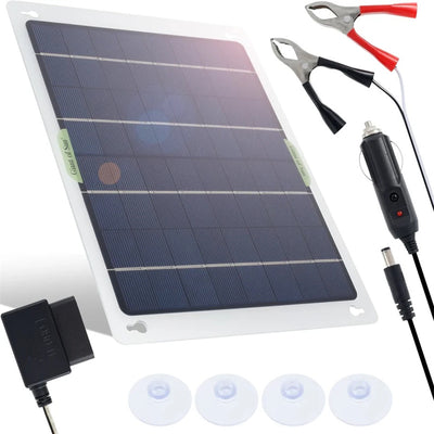 27×22CM Monocrystalline 10W Portable Solar Panel for Car Travel Boat Solar Battery Charger RV Accessories with Dual USB