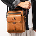 LinkMejor PU Leather Men's Messenger Bag Trend Retro Business Men's Shoulder Bag Waterproof Carry-on Bag Crossbody Bag Men's Backpack