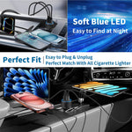 67W 3-Port USB PD Car Charger Adapter USB-A+2USB-C PD3.0/2.0 QC4.0+/03.0/2.0 Support PPS FCP AFC DCP BC1.2 Fast Charging with Blue LED for iPhone 16 16 Pro 15 14 13 Pro Max for Huawei Pura X for Xiaomi 15pro for Samsung Galaxy S25 Ultra