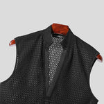 LinkMejor Mens Textured V-Neck Sleeveless Tank Micro Sheer Comfortable Breathable Vest