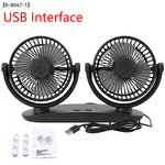 LinkMejor Dual Head Car Fan USB Powered 3 Speed Adjustment Low Noise Universal Vehicle Cooling Fan