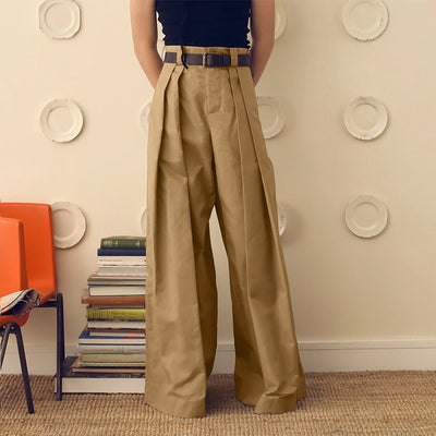LinkMejor Mens Solid Color Loose Fit High Waist Pant Casual Wide Leg Long Trousers Plus Size For Men S-5XL