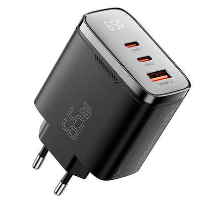 [GaN Tech] ESSAGER ES-CD56 100W 3-Port USB PD Charger with Digital Display USB-A+2USB-C PD3.2/3.0 QC2.0/3.0/4.0 SCP FCP PPS AVS AFC Fast Charging Wall Charger Adapter EU Plug for iPhone 17 17Pro 16 Pro Max 15 14 13 for Huawei Mate XTs for OPPO for VIVO