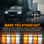 Front/Rear Windshield Interior Emergency Driving Strobe Light Safety Flashing Warning Danger Split Light Strip with Suction Cup for Construction Vehicles Truck