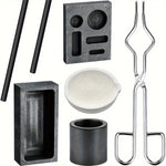 High Purity Graphite Crucible Kit 7-Piece Metal Casting Molds Set for Gold Silver Copper Melting Non-Stick Ingot Mold Metalworking Accessories