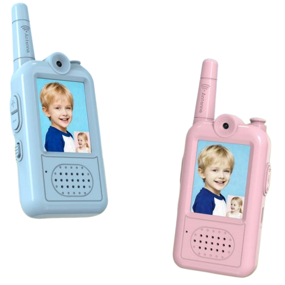 2Pcs JK201 Kids Video Walkie Talkie 200m Distance Strong Signal Two-Way Video One-Click Call 650mAh Long Battery Children's Video Intercom with 2.0inch Color Display for Safety Communication