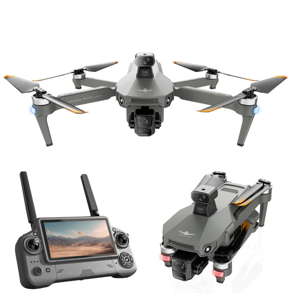 LinkMejor KF100 MAX GPS 6KM 5G Digital FPV with 1/3.2" CMOS EIS Dual Camera 4K 30fps HDR Video 3-Axis Mechanical Gimbal 360° Obstacle Avoidance Touchable LCD Screen Controller Brushless Foldable RC Drone Quadcopter RTF