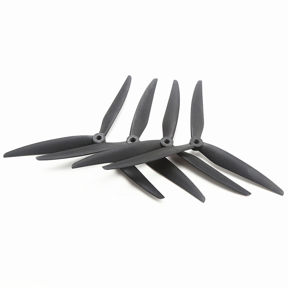 2 Pairs /4 Pairs 7040 8040 9045 3-Blade 5mm Shaft Black Fiberglass Nylon Propeller for 7 Inch 8 Inch 9 Inch FPV RC Racing Drone