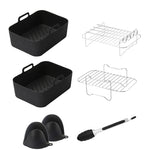 Silicone Air Fryer Accessory Set 8 Inch Silicone Liner Basket with Gloves Grill Brush Reusable Oven Accessory Air Fryer Liner for 8 to 10 QT Ovens Microwave Accessory