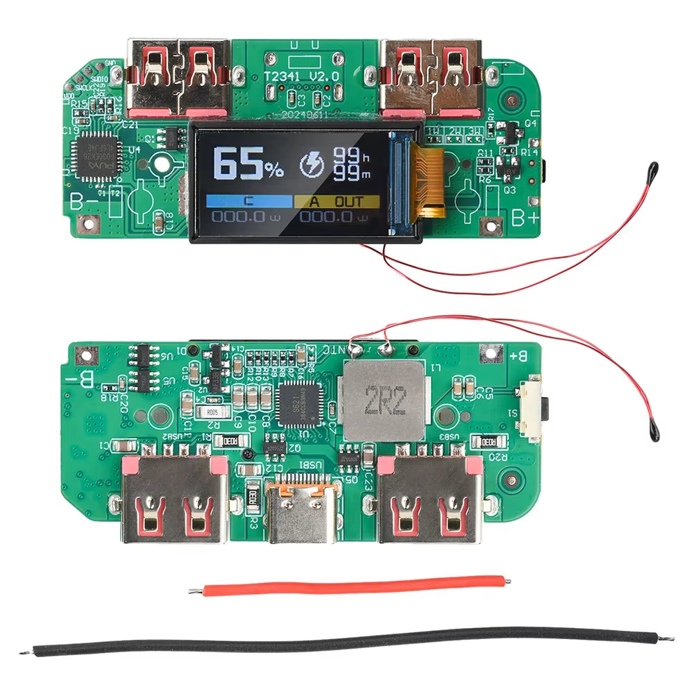 22.5W Dual Bidirectional Fast Charger Buck Converter Type-C USB Mobile Power Module Motherboard With Display Support PD/QC/SCP/VOOC