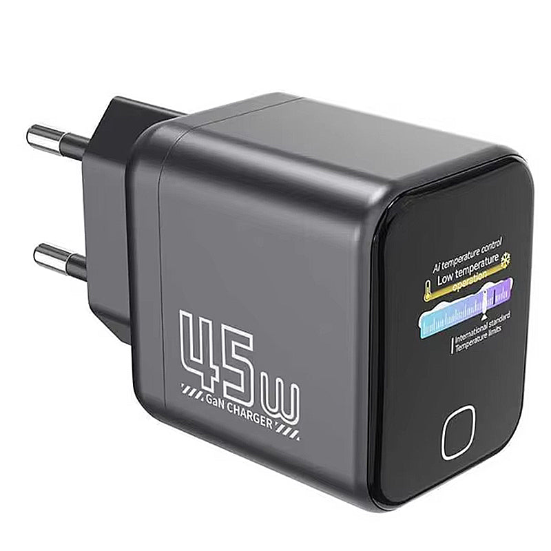 [GaN Tech] X45Pro PD45W 1-Port USB PD Charger with AI Smart Display USB-C PD3.0 QC PPS UFCS Fast Charging Wall Charger Adapter EU Plug for iPhone 17 17Pro 16 Pro Max 15 for Huawei Mate XTs for OPPO for VIVO