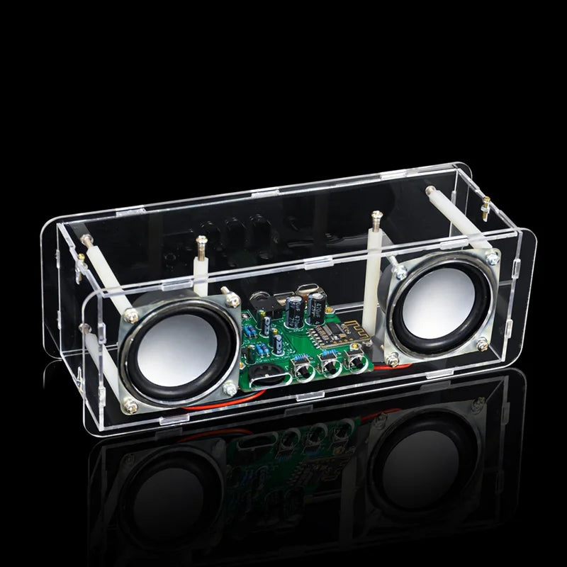 DIY Dual Channel Stereo Bluetooth Speaker Kit 3W Audio Output Transparent Acrylic Shell MH-M18 Bluetooth Module DC5V Soldering Assembly Electronic Components