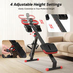 LinkMejor 4 in 1 Foldable Rowing Machine with LCD Monitor 4 Levels & 4 Heights 120kg Capacity Adjustable Ab Trainer Silent Slides Workout Rower Home Gym Equipment for Full-Body
