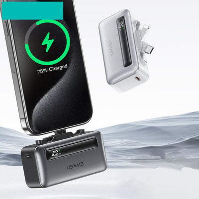 USAMS CD233 20W 4500mAh Dual-Port Plug-in Power Bank Digital Display External Battery Power Supply with 2 Inputs & 2 Outputs Support PD QC AFC FCP SCP Fast Charging for iPhone 16 Pro 15 14 Plus 13 12 Pro Max for Huawei Mate XT for Xiaomi 15pro for Samsung