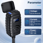 48W Motorcycle USB Charger QC3.0 & PD Fast Charge 3.0 Motorcycle USB USB Type C Phone Charger with Voltmeter and On/Off Switch
