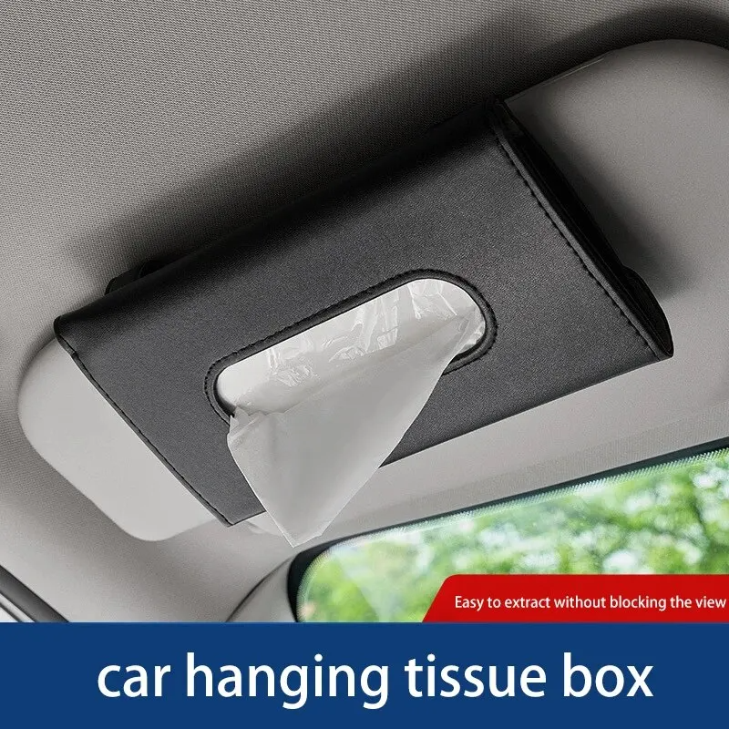 Car Sun Visor Tissue Box Chair Back Sunroof Car Napkin Box Hanging PU Leather Automotive Interior Tissue Box