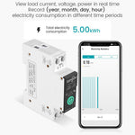 Tuya Intelligent Circuit Breaker with Metering 1P 63A DIN Rail Support 3 Timing Modes Multiple Safety Protecting APP Remote Control Compatible with Alexa Google Assistant for Household Appliances