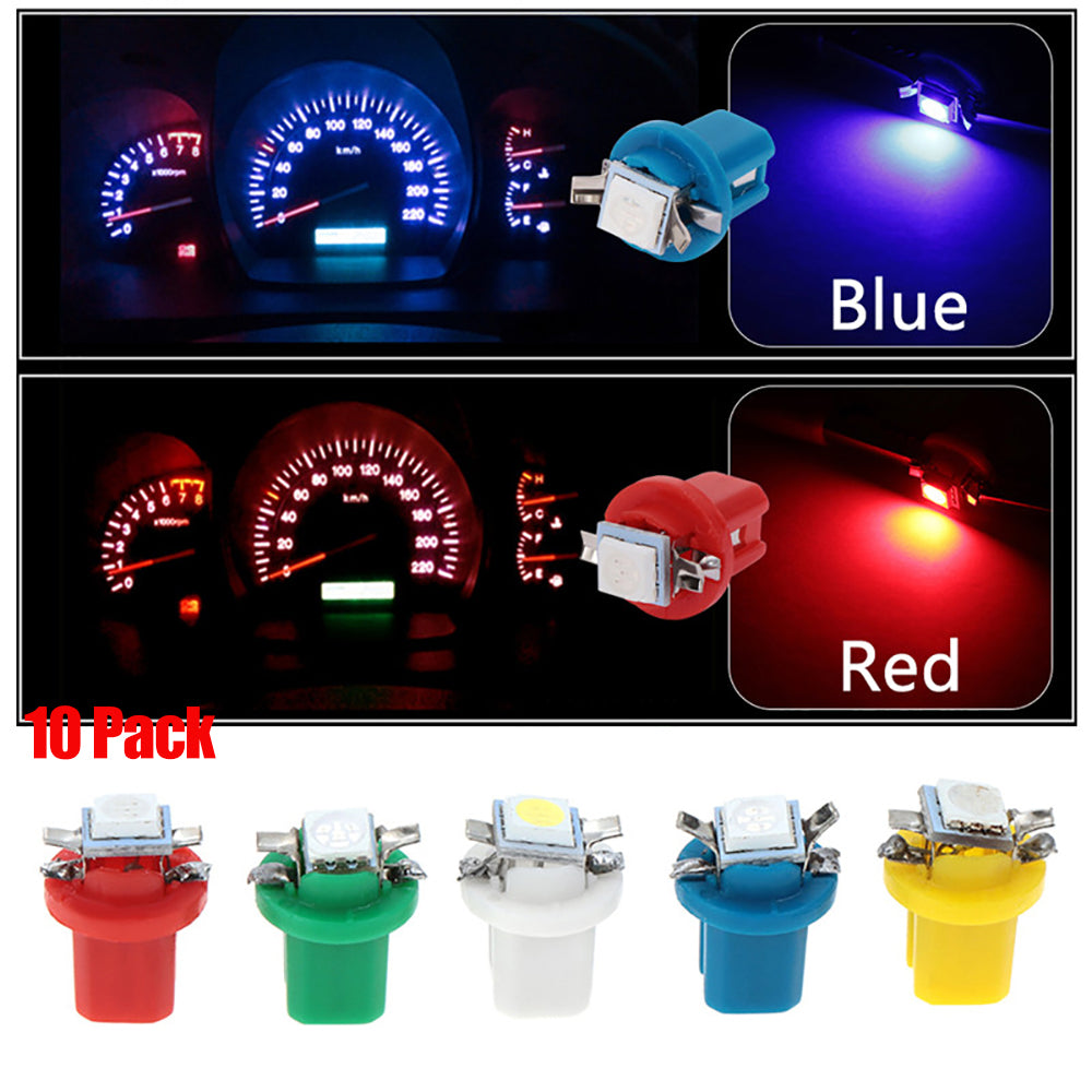 10 Pack LED Car Indicator Lights T5 B8.5d Width Light 5050SMD 1 LED Instrument Light Instrument Panel Light Bulbs