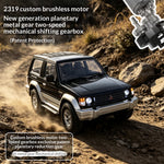 LinkMejor 1297 PRO RTR 1/14 2.4G 4WD Brushless RC Car Official Licensed for Mitsubishi Pajero V24WG 1992 Two Speed Metal Drive Shaft Oil Shocks Full Proportional Off-Road Climbing Truck Vehicles Models Toys
