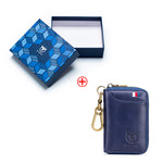 LinkMejor Genuine Leather Mens Waist-Mounted Wallet Card & Id Holders Multi-function Key Chain Holders Mini Key Bag Coin Purse Wallet Two-In-One with Gift Box