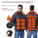 LinkMejor 4 Control 27 Zone Smart Heating Cotton Jacket DC-USB Dual Interface Men's Warm Winter Coat Comfortable Heated Clothing(No Battery)