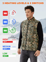 Auxo Heated Outdoors Vest for Men with 10000mAh Power Bank Included, 7 Heating Zones, Lightweight Camo Electric Heated Vest