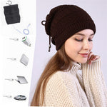 LinkMejor 2 In 1 Electric Heating Hat Scarf Rechargeable Thermal Washable Hat Soft Knitted Winter Warm Scarf for Head Neck