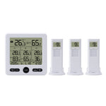 TS-6210 1-to-3 Wireless Weather Station Indoor Outdoor Temperature and Humidity Sensor Digital Display Thermometer Hygrometer with Backlight Smart Home Sensor Kit