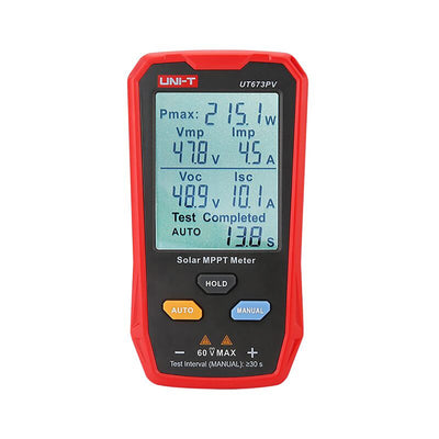 LinkMejor Solar MPPT Meter UT673PV 5~800W Solar Power Maximum Point Tracker MPPT Tester with Pmax Voc Isc Measurement Large LCD Display Over Voltage and Current Protection Ideal for PV Panel Testing and Maintenance