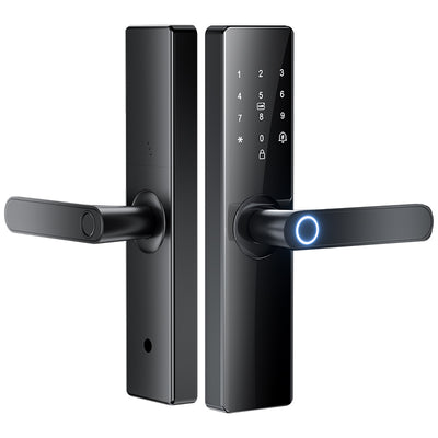 Z17 Tuya Smart Door Lock Fingerprint Keyless Entry WiFi Enabled Digital Code Deadbolt with Alarm Anti Peep Password IC Card Key Unlock Door Lock for Home Security