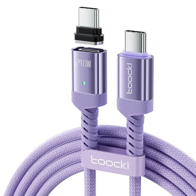 Toocki TX136C4 PD240W Type-C to Type-C Dust-Plug Magnetic Cable PD3.1 Fast Charging Data Transmission Thickened Tinned Copper Core Line 2M Long for iPhone 17 17Pro 16 Pro Max 15 for Huawei Mate XTs for OPPO for VIVO