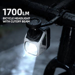 LinkMejor 1700LM Wireless Remote Control Hanging Bike Headlight Waterproof Type-C Charging Aluminum Alloy Bicycle Front Light for MTB Night Riding Safety