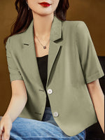 Solid Short Sleeve Lapel Casual Button Blazer
