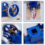 LinkMejor Mini Four Stroke Gasoline Engine Internal Combustion Engine Model with Wooden Base Physics Experiment Science Discovery Production Invention Gift Collection Toys
