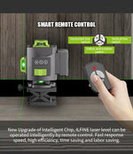 LinkMejor 4D 16 Line Green Laser Level Class II 515nm Self-Leveling ±1mm at 7m 30M Range 1200mAh Batteries Multi-Purpose Tripod
