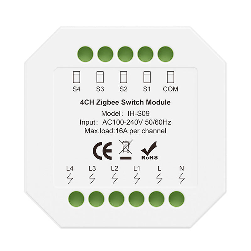 IH-S09 Tuya 1-4CH Zigbe Smart Switch Module 16A/Channel APP Remote Control Timer Schedule Countdown Functions Voice Control with Alexa Google Assistant
