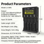 Lii M4S Smart Battery Charger 4 Slot Fast Charging 4 Touch Control Multi Working Modes Rechargeable Battery with LCD Display