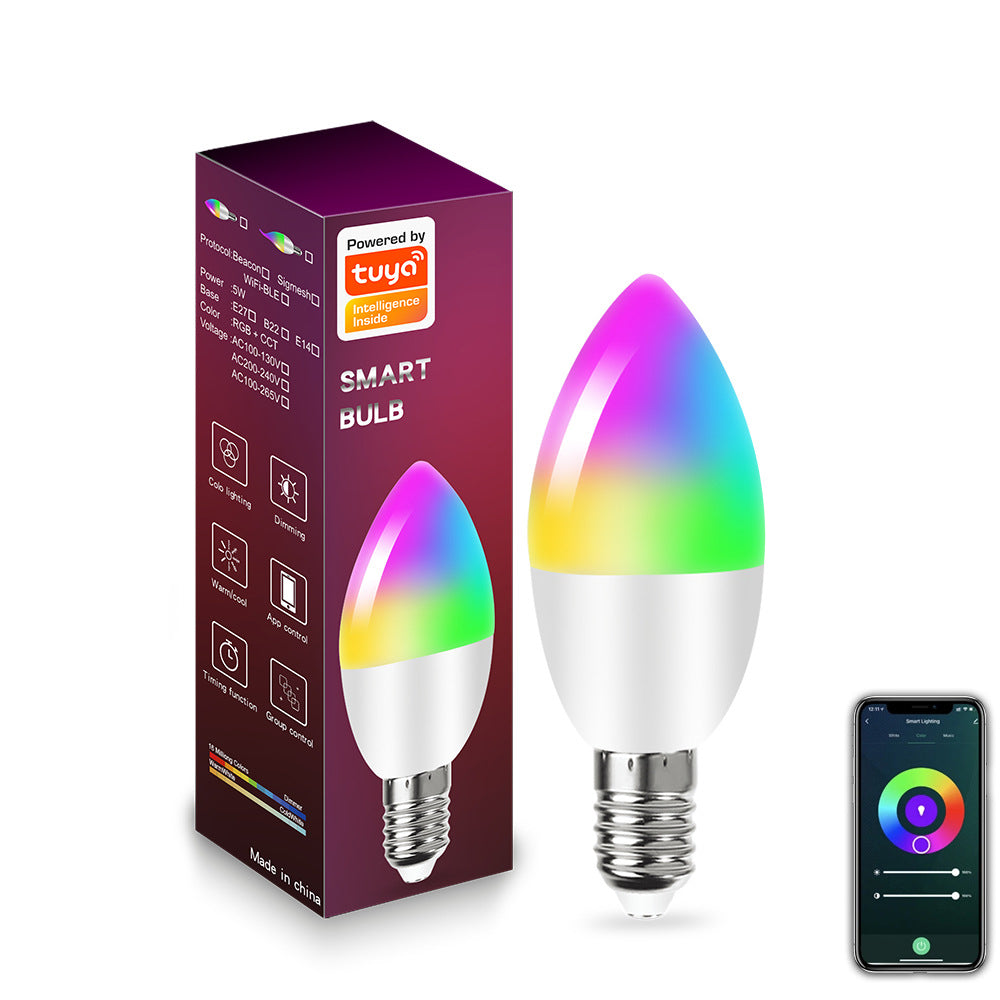 LinkMejor E14 Smart Bulb Tuya Wifi Candle Lamp APP Remote Control LED Bulb WiFi 2.4GHz Supports Alexa Google Assistant Voice Control