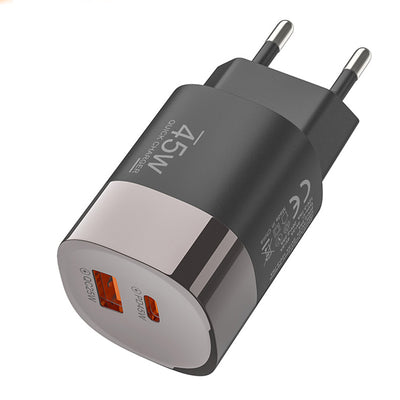 APD-527 PD45W 2-Port USB PD Charger USB-A+Type-C PD QC Fast Charging Wall Charger Adapter EU Plug for iPhone 17 17Pro 16 Pro Max for Huawei Mate XTs for OPPO for VIVO