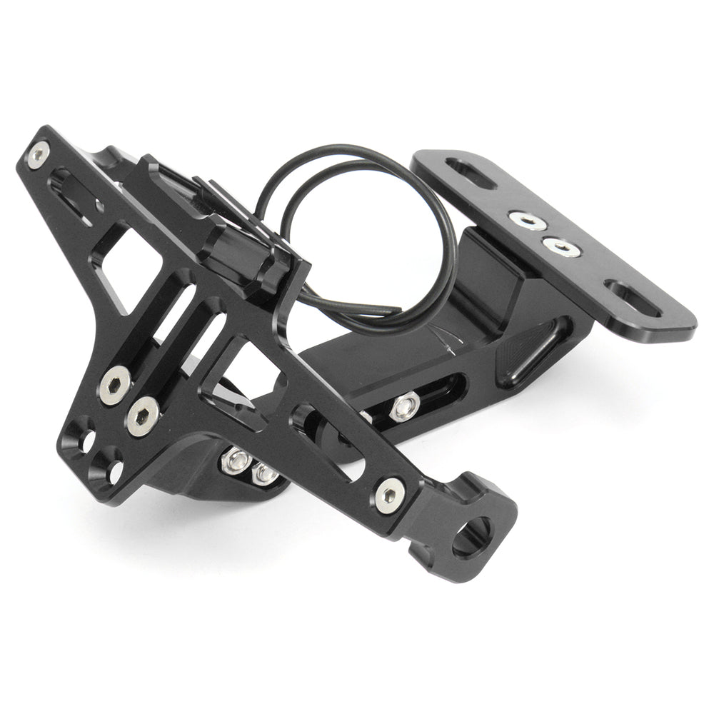 12V CNC Motorcycle Alloy License Number Plate Holder Bracket LED Lights Universal
